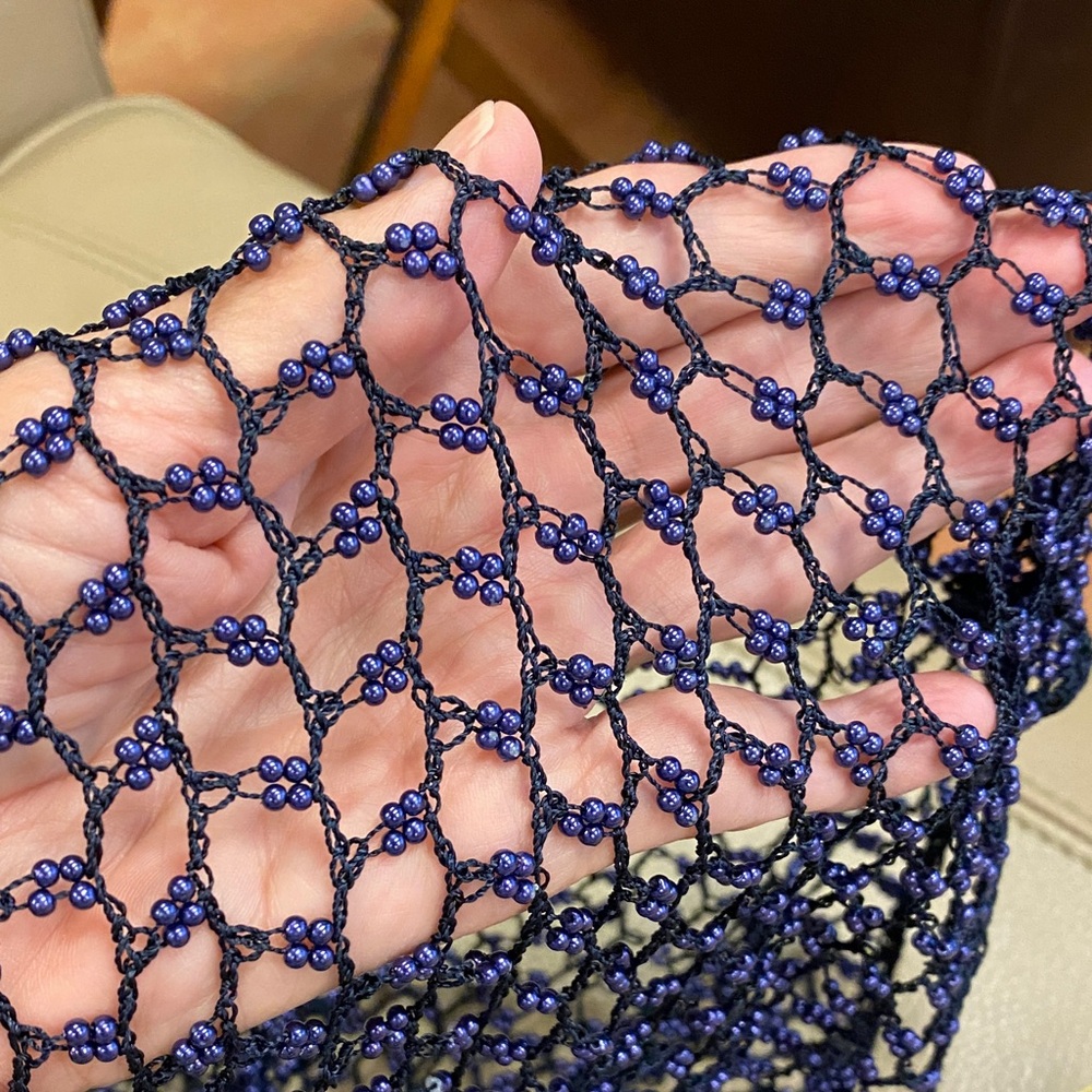 Beaded Crochet Blue Iridescent Tank Top by Denial - OS - Picture 10 of 11